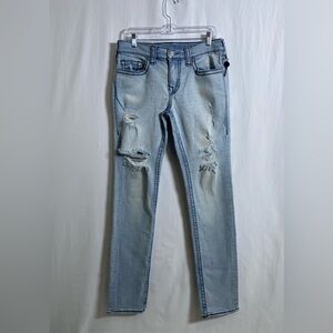 True Religion Light Wash Distressed Skinny Jeans